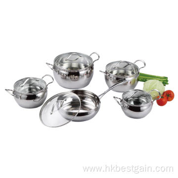 Stainless Steel 10pcs Cookware Set in Apple Shape